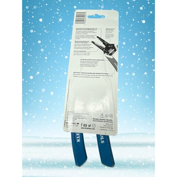 Klein Tools — K11095 Klein-Kurve® Wire Stripper/Cutter (Blue Handles, Made in US - Picture 2 of 6